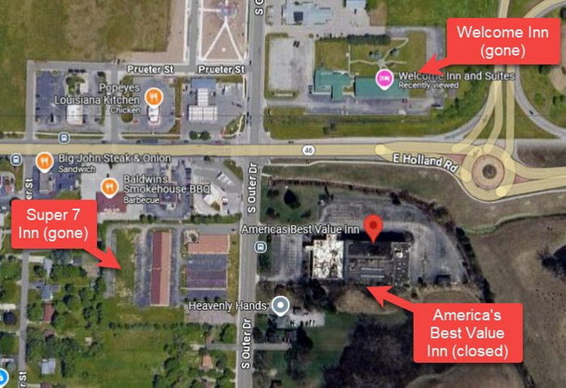 Americas Best Value Inn (Holiday Inn East) - Aerial Map (newer photo)